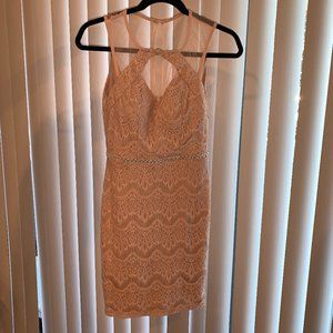 City Studio Pink Lace Dress with Pearl Belt Size 1